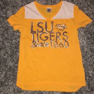 LSU short-sleeve V-neck